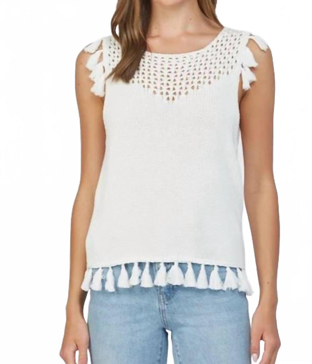 NEW FATE tassel detail tank in white